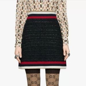 Gucci Filigree Elastic Wool Skirt